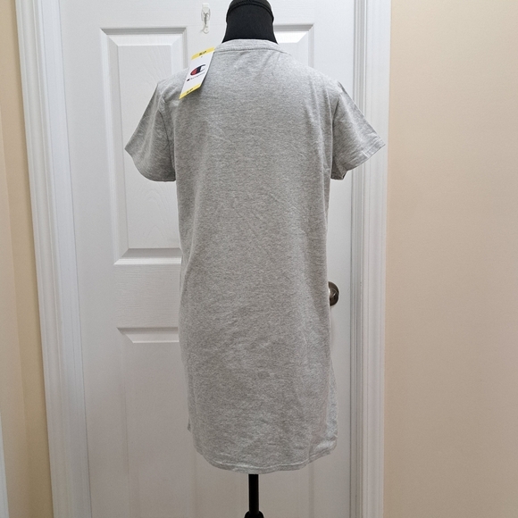 ❤️New! Champion T-Shirt Dress Light Grey Women's Small Cotton Blend Short Sleeve - Picture 5 of 15